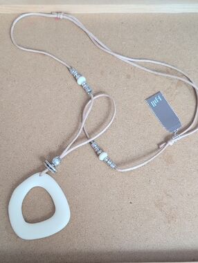 J. Jill Cream Teardrop Pendant on Beige Adjustable Cord Necklace